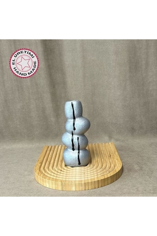 Uretti - Ayşe 7362 4706 El Yapımı Gri Taş Motifli Dekoratif Biblo / Vazo - 18 X 9 Cm 1 Adet
