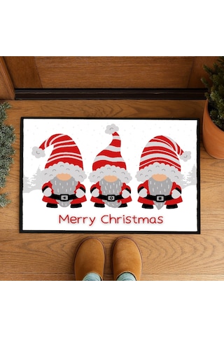 Yılbaşı Noel Yeni Yıl Kapı Önü Paspası 60x40 Cm Paspas Çok Renkli