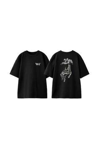 Thewert Ruh Emme Tasarım Sırt Baskılı Pamuk Siyah Oversize T-shirt