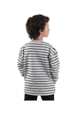 Denokids Cool Oversize Çizgili Erkek Çocuk Sweatshirt - Gri