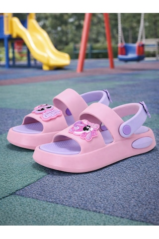 Wordex Twg 4505 Süs Detaylı Çocuk Park Bahçe Plaj Sahil Yazlık Sandalet Terlik Pembe-lila