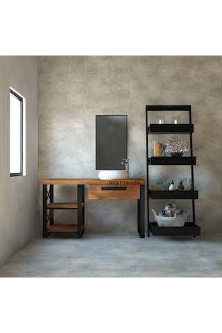 Deryawood  Larix Banyo Dolabı 40*120*76 Açık Ceviz Çok Renkli