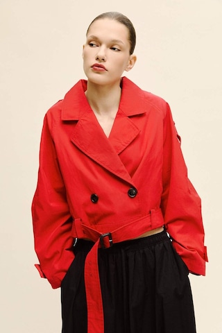 Defacto Cropped Fıt Twill Trençkot G9956ax26sprd332 Kırmızı-rd332