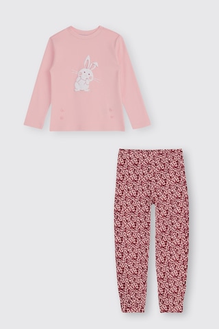 Panço Kız Çocuk Çiçek Desenli Pijama Takımı Pembe