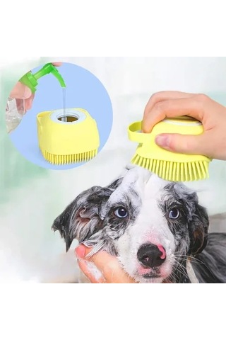 Kese Yumuşak Silikon Masaj Etkili Pratik Şık Banyo Fırçası Şampuan Hazneli Kedi Köpek Yıkama Kesesi