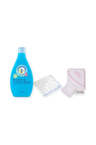 Baby Shower Hediye Seti 3 Parça: Pierre Cardin Kundak Havlu + Şampuan + Sema Baby Battaniye - Pembe