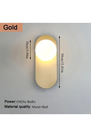 Fastbuy Dream011 Tek Paket Altın G9 Ampul Tabanlı Metal Ve Plastik Abajurlu Nordik Tarzı Duvar Lambası Altın Altın