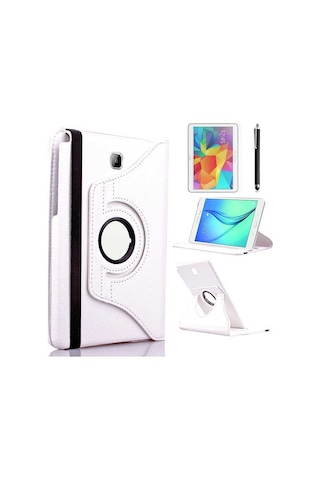 Galaxy Tab A T550 9.7 Uyumlu Zore Dönebilen Standlı Kılıf-beyaz Tablet Kılıfı