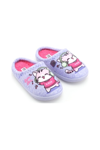Gezer Kız Çocuk Kışlık Rahat Taban Ev Bahçe Gondol Terlik Lila