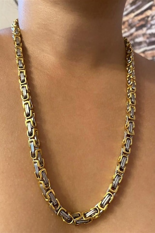 Sarı Beyaz Erkek Çelik Kral Zincir Kolye 5 Mm 55 Cm Ck11 (31175615) Beyaz