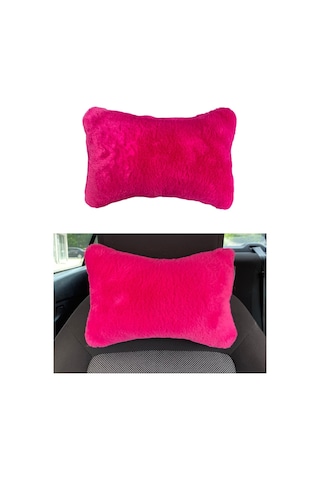 Trobus Araç Boyun Yastığı Ortopedik Peluş Seyahat Tekli Fuşya Pembe