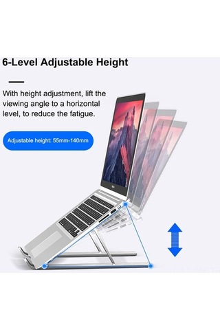 Novahub 6 Seviyeli Ergonomik Alüminyum Dizüstü Standı - Taşınabilir Ve Hafif