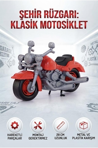 Oyuncak Yarış Motosikleti Kros Dayanıklı Plastik 28 Cm Gerçekçi Eğlenceli Oyuncak Kırmızı