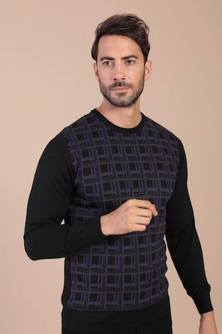 Ferraro Bisiklet Yaka Superfine Yün Kazak - Siyah Siyah (490433938) Siyah
