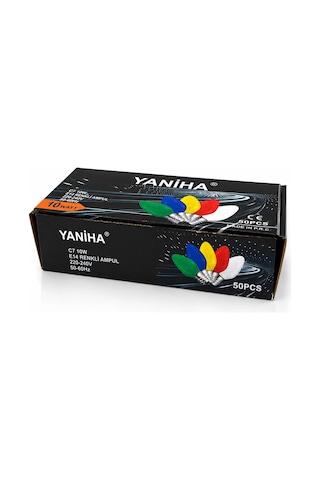 50 Adet Mix Renkli Gece Lambası Ampul E14 - 10w C7 5468 Çok Renkli