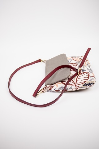 Fabric Craft Bag Omuz Çantası Desenli Kumaş Gri - Beyaz