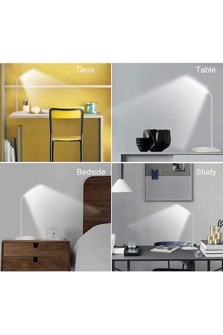 Taşınabilir Ve Ayarlanabilir Beyaz Renk Dokunmatik Şarjlı Masa Lambası Kitap Okuma Lambası Çok Renkli