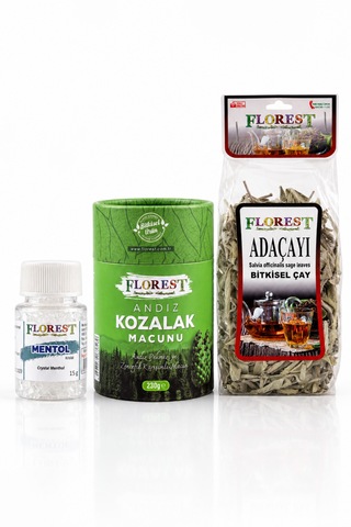 Mentol Kristali 15 G + Andız Kozalak Macunu 230 G + Adaçayı 40 G 3'lü Bitkisel Ürün Seti
