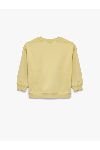 Koton Dinozor Baskılı Şardonlu Bisiklet Yaka Uzun Kollu Pamuklu Sweatshirt Yeşil 7wmb10102tk