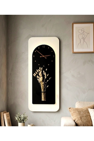 Açelya Ahşap Pilli Ledli İskandinav Tarzı Salon Duvar Rafı Modern Çiçeklik 40x100 Cm Paris Grisi - Antrasit