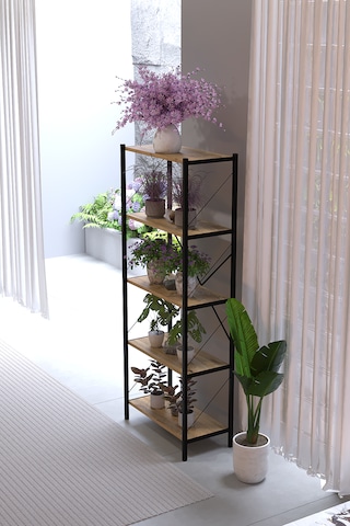 Lavanta 5 Katlı Metal Çiçeklik Saksılık Standı 150 Cm Dekoratif Bitki Rafı Balkon Salon Bahçe Çiçek Standı Atlantik Çam