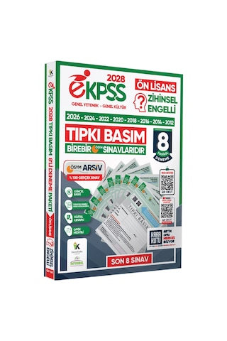 2028 EKPSS Ön Lisans Zihinsel Engelli ÖSYM Çıkmış Soru Tıpkı Basım 8li Kitapçık TG Deneme Paketi