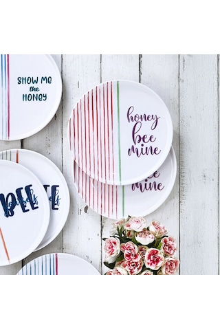 Fecra Text 6 Parça Pasta Tabağı Seti