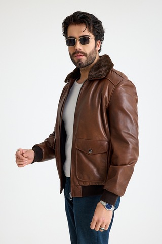Franko Armondi Pi Lot Model Erkek Deri Ceket E11-klj-2071 Fındık