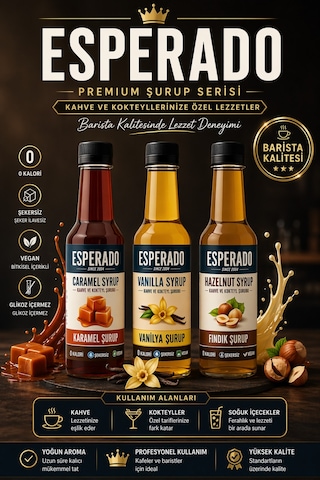 Şekersiz Sugar Free Vanilya-karamel-fındık Aromalı Kahve Şurubu 250 Ml X 3 Adet Diğer