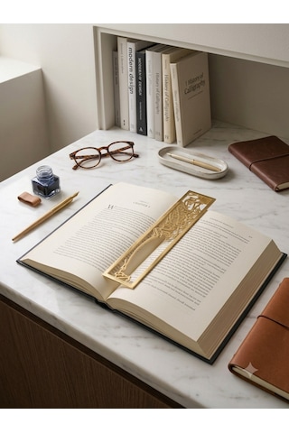 Lunoart Özel Seri Besmele Metal Kitap Ayracı - Gold Renk