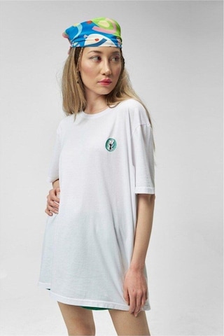 The Socks Company Dancer Bisiklet Yaka Rahat Kalıp Nakışlı Beyaz Unisex Kutulu T-shirt-1818 Beyaz