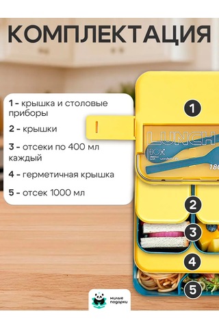 Milye Podarki Bölmeli Ve Çatal-bıçak Takımlı Öğle Yemeği Kutusu 245459013 MAvi