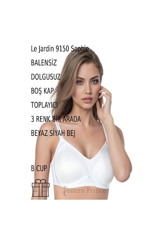 Le Jardin Sütyen 9150 Telsiz Desteksiz Boş Kap Sophie Toplayıcı Beyaz Siyah Bej B C Cup Beyazsiyahbej