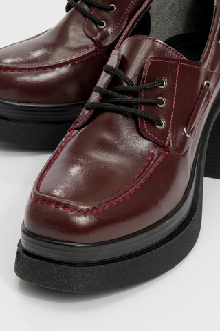 Dudley Bordo Cilt Bağcıklı Kadın Platform Topuklu Ayakkabı Bordo
