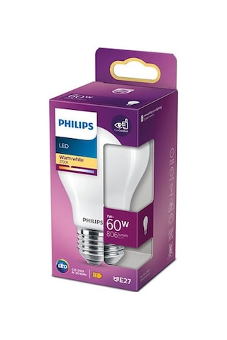 Philips LED Classic Buzlu Filament Ampul 7W 806 Lumen 2700K Sarı Işık A60 E27 Duy (60W Eşleniği)
