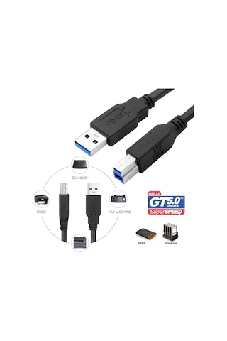 1.8 Metre Usb 3.0 Yazıcı Kablosu Usb 3.0 A Erkek - B Erkek Yazıcı