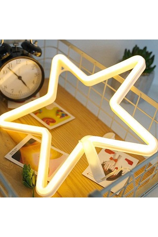 Fosenze Yıldız Şekilli Led Neon Işık, Usb/aa Pil İle Ev Odası Dekorasyonu, Pvc Malzeme, Güvenli Ve Dayanıklı Diğer
