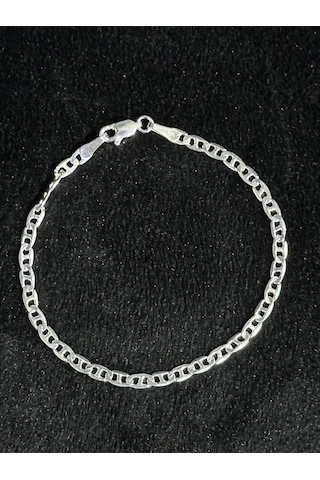 Modagümüşevi 925 Ayar Gümüş 4mm Forse Barlı Erkek Zincir Bileklik Özel Kutulu