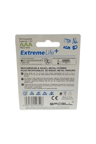 Efcell Aaa 1.2v 700ma Nimh Şarjlı İnce Kalem Pil