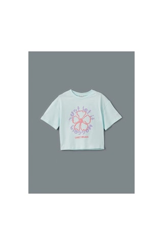 LC Waikiki Lcw Kids Yeşil Bisiklet Yaka Kız Çocuk Crop Tişört 2'li Pastel Green