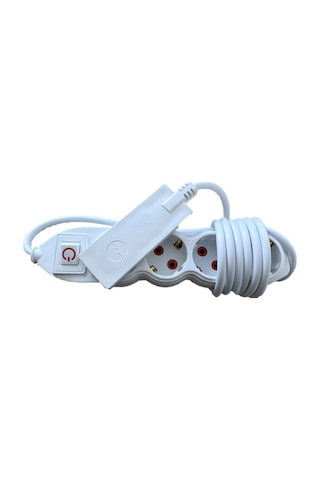 Libu Electric İnce Fişli 4'lü Topraklı Anahtarlı Grup Priz 2 Metre