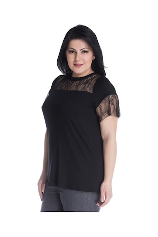 Myline Önü Ve Kolları Dantel Detaylı Tişört