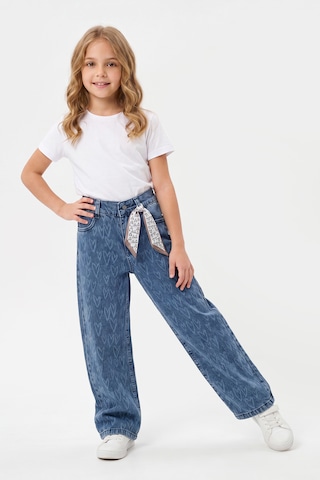 Joy Kids Kız Çocuk Lazer Kalp Baskılı Kot Pantolon 8-11yaş Mavi Açık Mavi