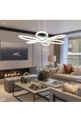 Salon,oturma Odası,papatya Model Beyaz Kasa Beyaz Işık Led Avize Beyaz