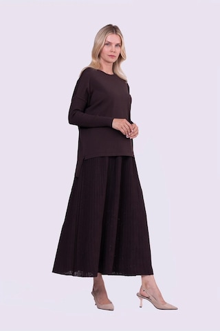 İnvee Sıkma Kol Triko Tunik Kahve 5879 Kahverengi