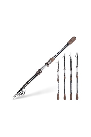 Springsun Kahverengi Korkak Tutamaklı, Levha Telli, Teleskopik Karbon Fiber Deniz Balıkçılığı Olta Kamışı 2.7m