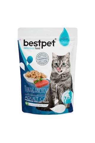 Bestpet Ton Balıklı ve Hamsili Jelly Pouch Yetişkin Kedi Yaş Maması 85 G