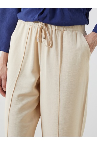 Lcwaıkıkı Classic Bej Beli Lastikli Geniş Paça Kadın Pantolon