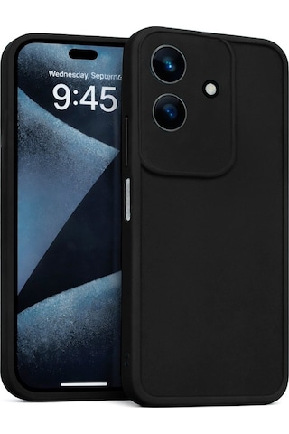 Realme C61 Uyumlu Kamera Çıkıntılı Mat Silikon Telefon Kılıfı Siyah