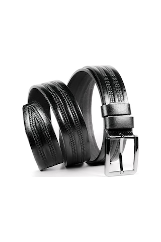 Mergenshoes Siyah Hakiki Deri Erkek Kumaş Pantolon Kemeri K07 001